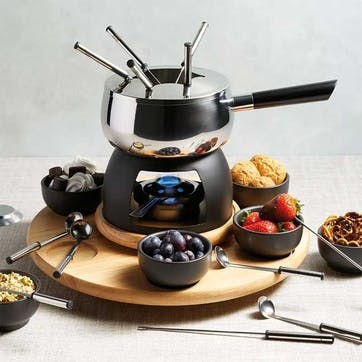 Party fondue set, 31 x 38cm, KitchenCraft, stainless steel and black glaze