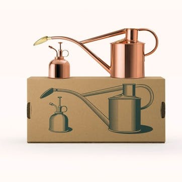 The Rowley Ripple & Smethwick Spritzer Watering Can & Sprayer Gift Set 1L, Copper & Copper