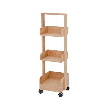 Mini Bookie Roller Shelf, Natural Oak