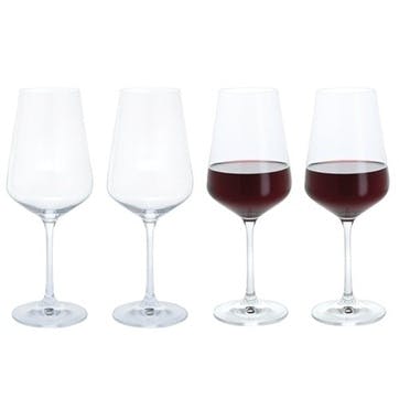 Cheers Set of 4 Red Wine Glasses, 450ml, Clear