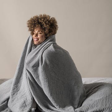 The Linen & Cotton Throw, One Size, Ink