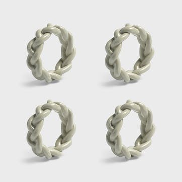 Braid Set Of 4 Napkin Rings, D6cm, Grey