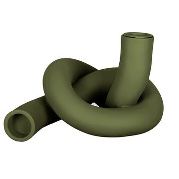 Knot Candle Holder H10cm, Moss Green