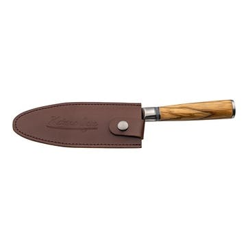 Katana Saya Olive Wood Cook's Knife 15cm Damascus Blade,