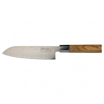 Flame Santoku Knife 18cm, Olive Wood