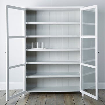 Glass Display Cabinet, White Grey