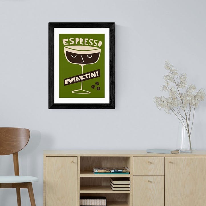 Fox and Velvet Espresso Martini Art Print H44 x W35.5cm, Green