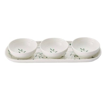Mistletoe Ceramic 3 Bowl & Tray Set