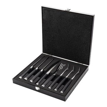 Katana Saya Pakkawood 8 Pce Steak Knife & Fork Set ,