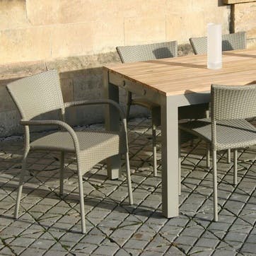 Rollo Outdoor Dining Armchair, Set of 2; Soft Grey