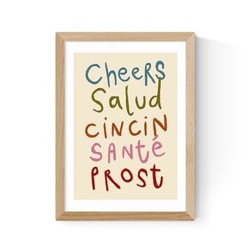 SimplyExtraJordanary Cheers by Cheers Print A3, Oak Frame