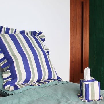 Stripe Cushion Cover, 60 x 60cm, Cobalt & Sea Green