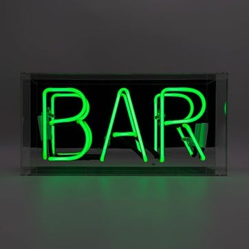 Neon Box Bar Glass Sign H38 x W19cm, Green