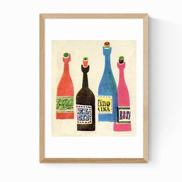 Vintage by Hemmingway 4 Bottles Illustration Print, Multi