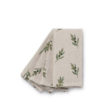 Olive Branch Set of 4 Napkins, Neutral