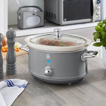 Retro Slow Cooker 3.5L, Grey