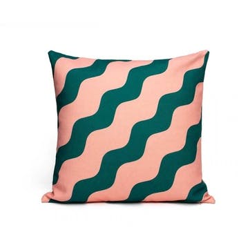 Linen Cushion H50 x W50cm, Pink & Green