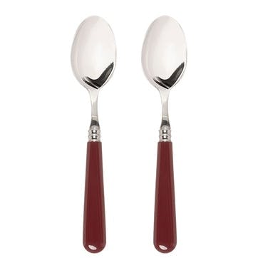 Set of 2 Dessert Spoons, Burgundy