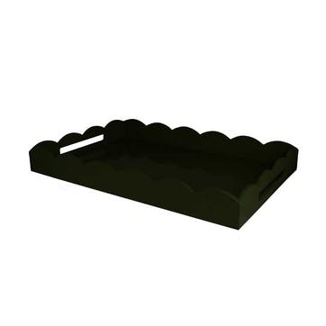 Lacquered Scalloped Ottoman Tray, Large, Black