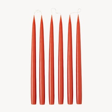 Set of 6 Tapered Dinner Candles H35cm, Rust