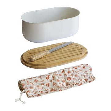 4-In-1 Bread Box with Bamboo Lid 36 x 20 x 13cm, Natural