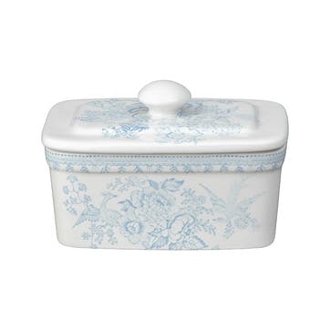 Asiatic Pheasant Butter Dish, L16.5 x W11 x H10cm, Blue