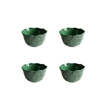 Laguna Shell Set of 4 Cereal Bowls H 10cm, W 15.5cm, D 15.5cm, Green