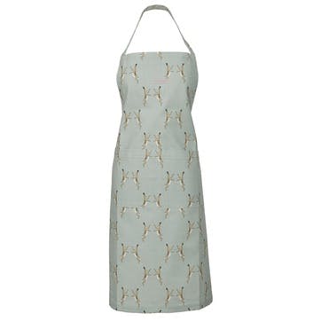 Boxing Hares Apron, Duck Egg Grey