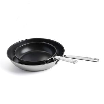 Stainless Steel Sheet - Ceramic Non-Stick Frying Pan Set, 20cm & 28cm,  Silver