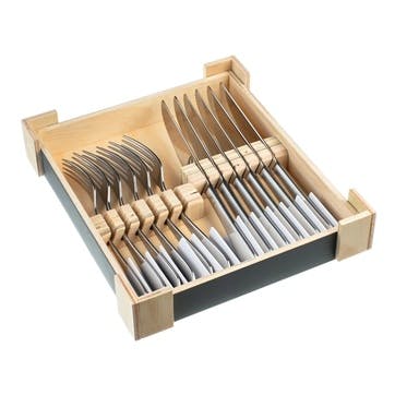 12 piece steak set in wooden giftbox, Mogano, satin