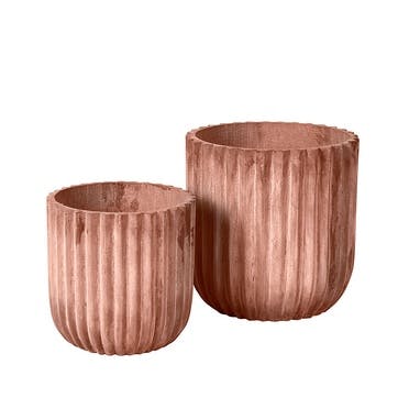 Fiber Set of 2 Planters D37 x H37cm, Teracotta