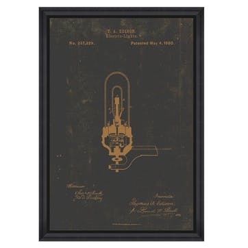 Edison Electric Light Black Framed Print, 70 x 100cm