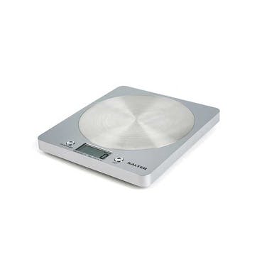 Digital kitchen weighing scales, Salter, Disc, silver
