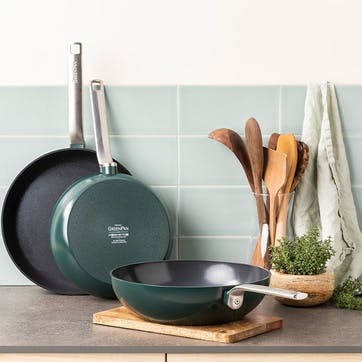 Evolution 3 Piece Ceramic Non-Stick Cookware Set,  Pine Green