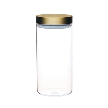 Metallics Airtight Large Glass Food Storage Jar with Brass Lid