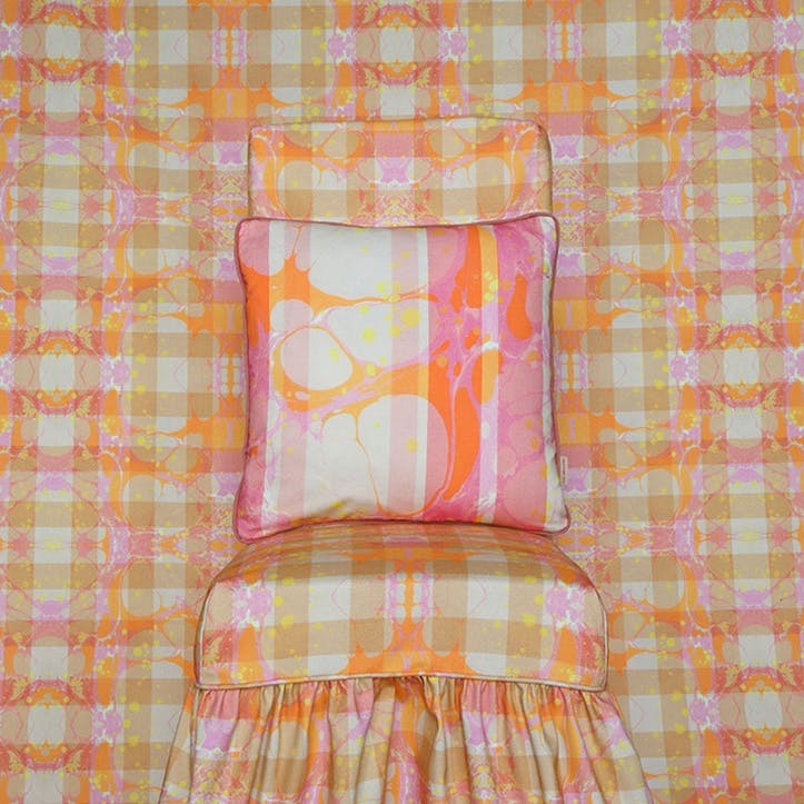 Marbled Candy Cotton Cushion 42 x 42cm, Pastel