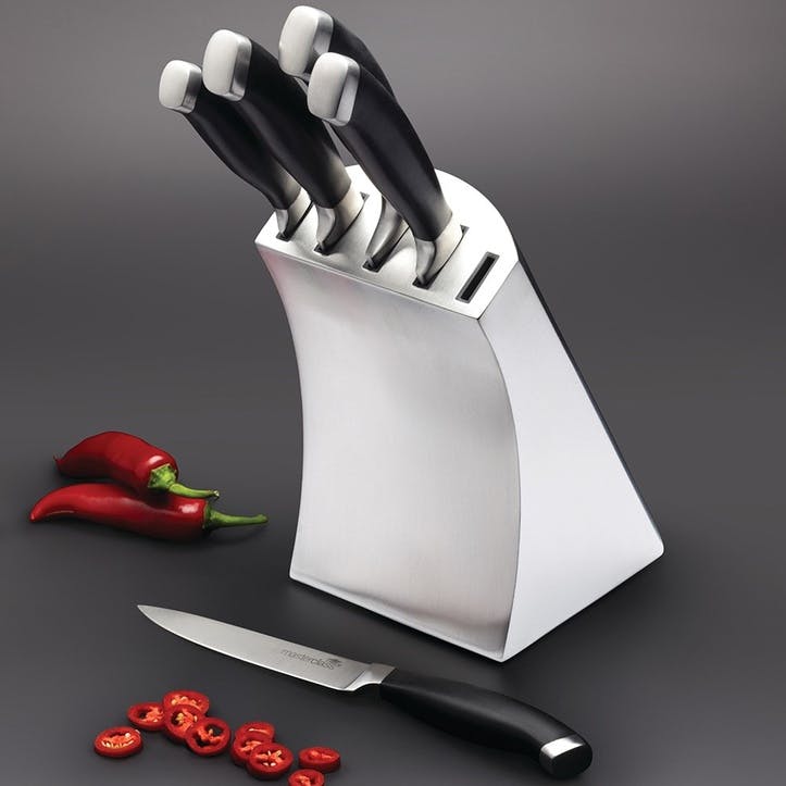 Trojan 5 Piece Knife Set and Stainless Steel Block
