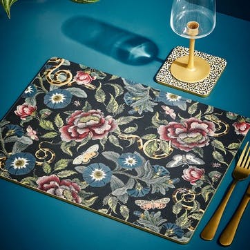 Placemats, Set of 4, Leopard/Floral