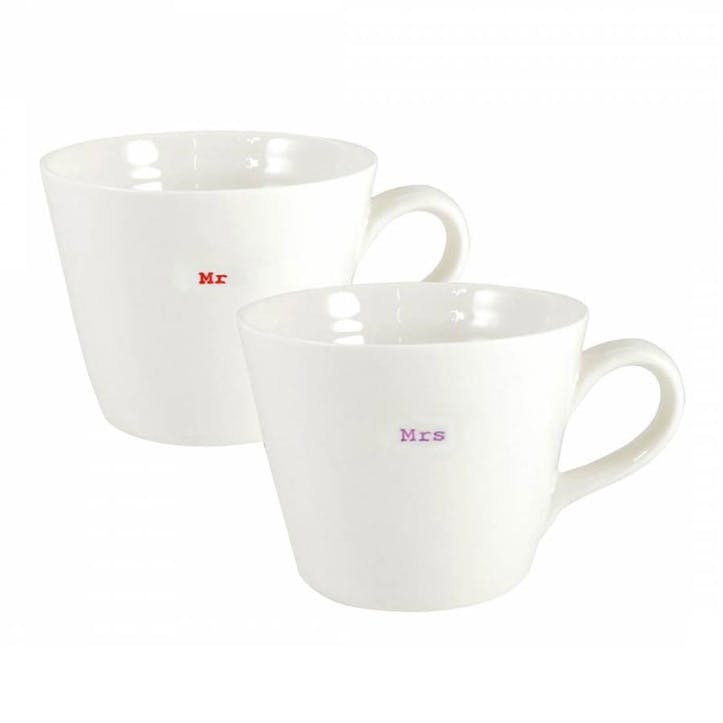 'Mr & Mrs' Set of 2 Bucket Mugs, 350ml