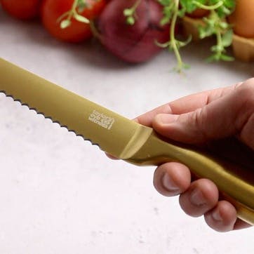 Bread knife 20cm, Satin Gold