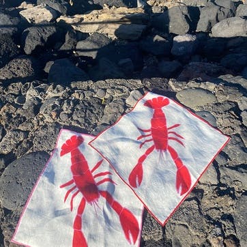 Lobster Set of 2 Napkins, 45 x 45cm, Red