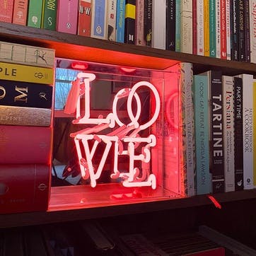 Neon Box Love Glass Sign H25 x W25cm, Pink