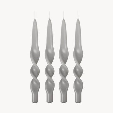 Swirl Set of 4 Dinner Candles H28cm, French Grey