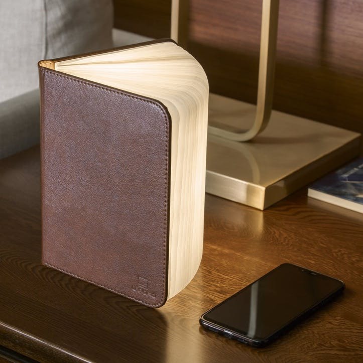 LED Smart Book Light, Standard, Brown Leather