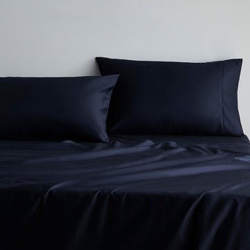 Cotton Sateen King Fitted Sheet, Midnight