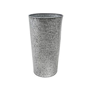 Galvanised Ribbed Vase D28cm, Silver