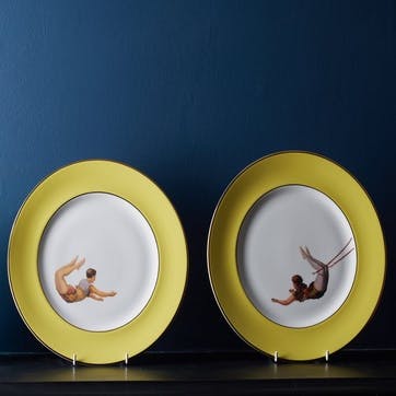 Acts Of Daring Trapeze Girl Dinner Plate, Yellow