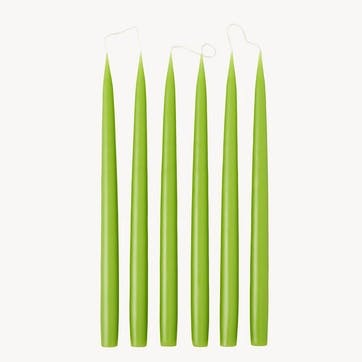 Set of 6 Tapered Dinner Candles H35cm, Spring Green