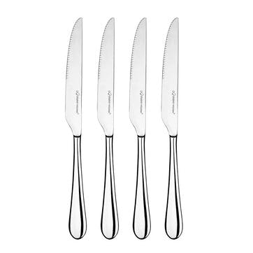 4 piece steak knife set, Studio William, Mulberry, mirror finish stainless steel