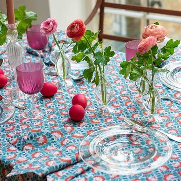 Sensu Cotton Tablecloth 170 x 260cm, Pink/Red/Blue